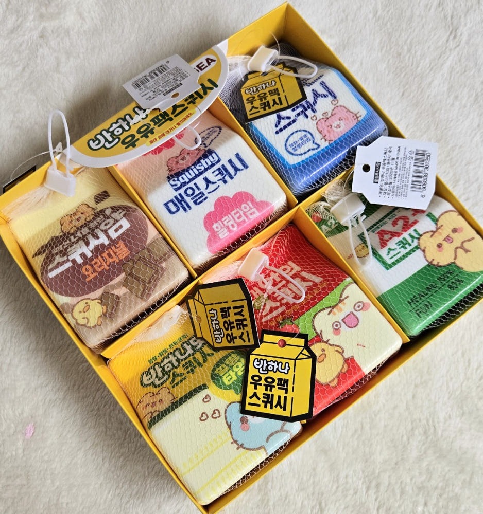 Korean Milk Carton Foam Squishies Set (6 Pieces)