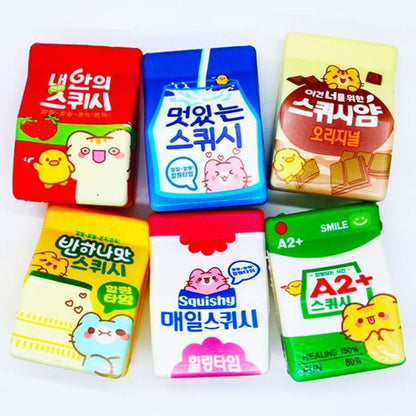 Korean Milk Carton Foam Squishies Set (6 Pieces)